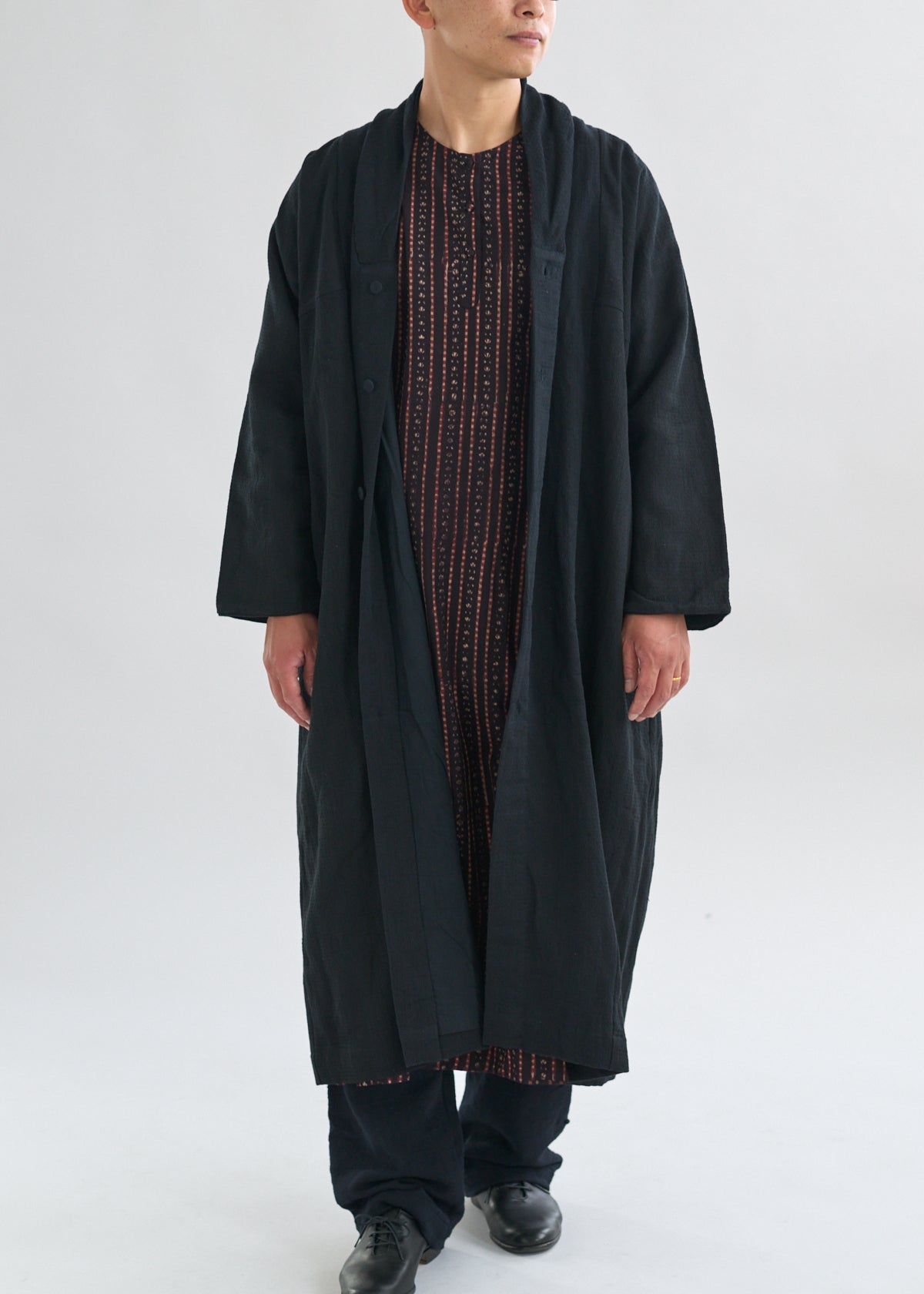 まあ　キャリコcalico デニムカディ　ワンコート　インディゴ　インド まあ様専用 キャリコcalico デニムカディ ワンコート インディゴ