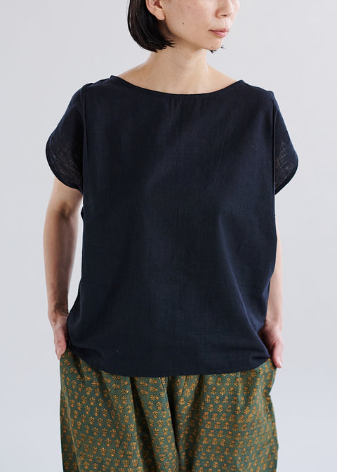 THRIFT / しっくりカディ 丸首トップス Black