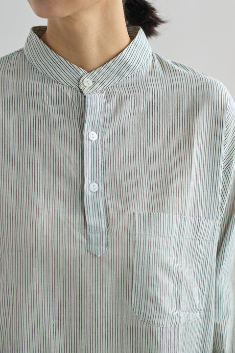 Fine Khadi Rail Striped Stand Collar Kurta Shirt