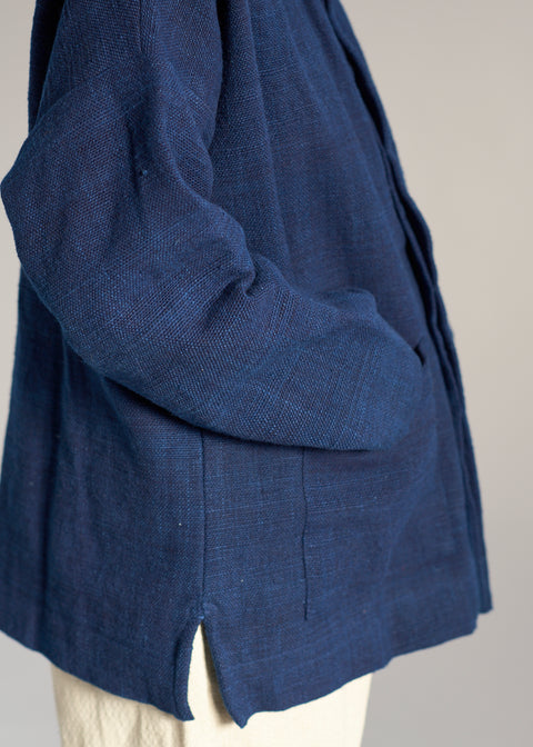 Naturally dyed Zero count Khadi short stand collar jacket