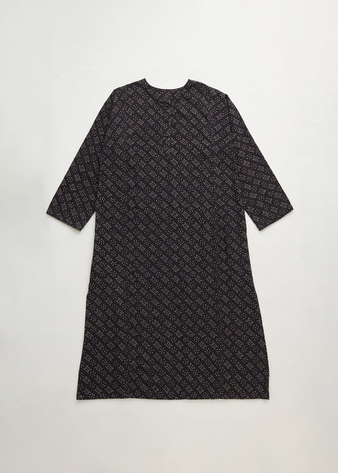 Ajrakh Dyed Khadi Long Kurta Shirt