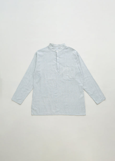 Fine Khadi Rail Striped Stand Collar Kurta Shirt