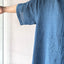THRIFT / Naturally dyed seersucker khadi summer shirt, size L