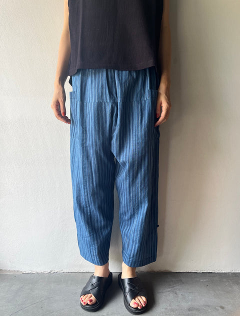 THRIFT / 天然染絣縞カディロンパンツ Mサイズ